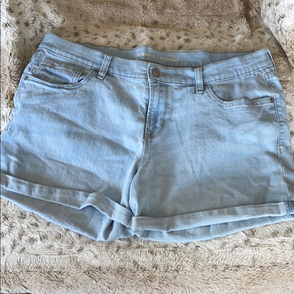 Pale denim boyfriend shorts